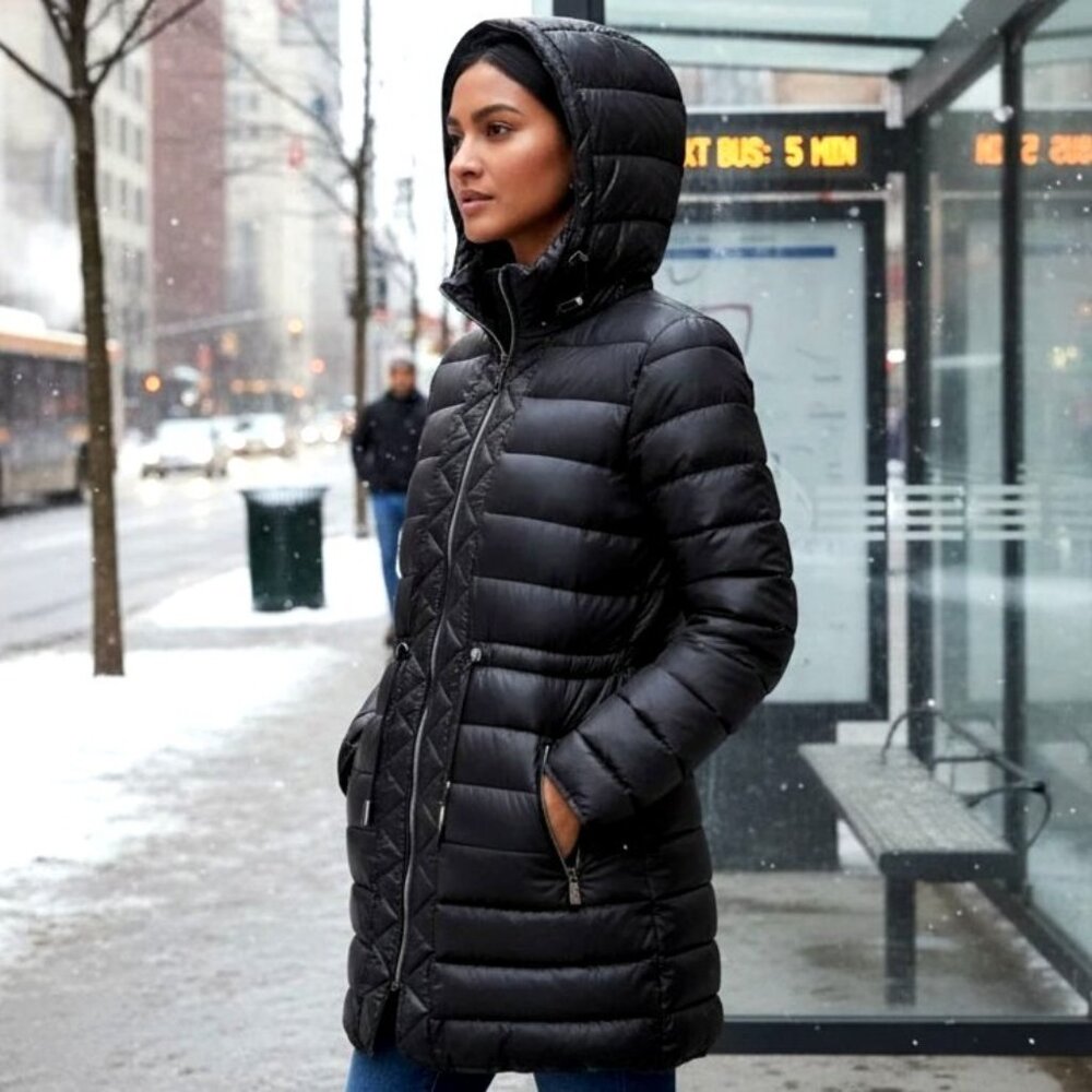 Kenneth Cole M Quilted Anorak Hooded Parka Puffer Coat Jacket KC Winter Snow